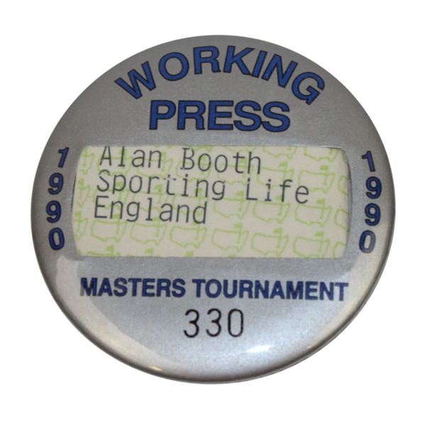 1990 Masters Tournament 'Working Press' Badge #330