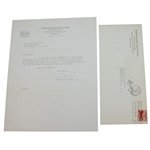 Bobby Jones 1956 Letter to Lincoln Werden on Letterhead - Signed Bob JSA ALOA
