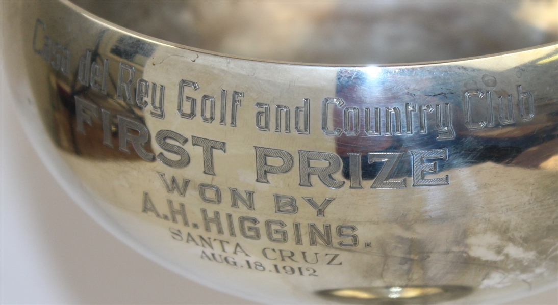 1912 Casa del Rey G&CC First Prize Sterling Trophy Won by A.H. Higgins - Santa Cruz