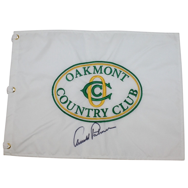 Arnold Palmer Signed Oakmont Country Club Embroidered Flag JSA ALOA