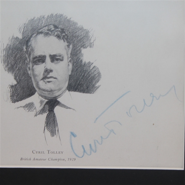 Cyril Tolley Signed 'British Amateur Champion 1929' Drawing Display - Framed JSA ALOA