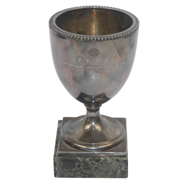 1958 Belgian Open Trophy from Winner Ken Bousfield - Tournament Issued Winners Trophy