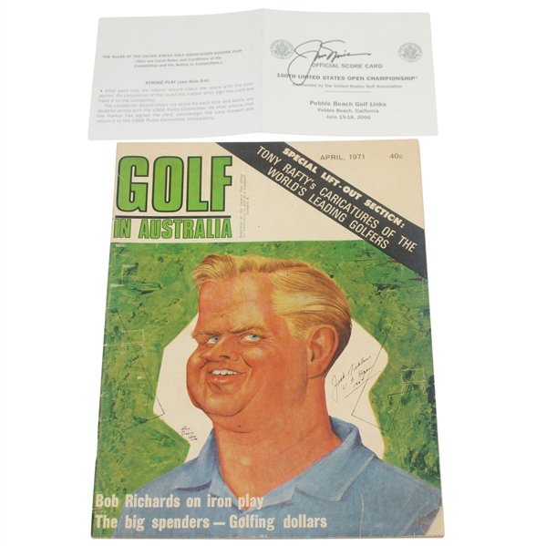 Jack Nicklaus Signed 2000 US Open Scorecard with 1971 Golf in Australia Magazine JSA ALOA