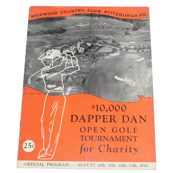 1939 $10K Dapper Dan Open Golf Tournament Program - Ralph Guldahl Winner - Palmer 1st Tournament