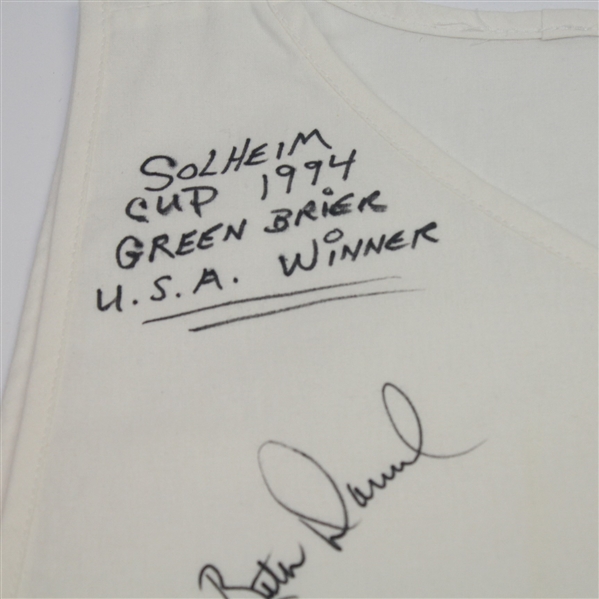 1994 Solheim Cup Caddy Bib From LPGA HOF Patty Sheehan Signed by USA Team JSA ALOA