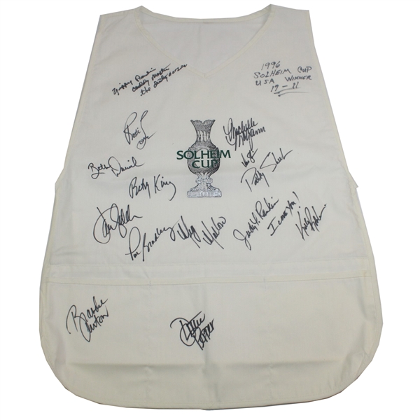 1996 LPGA HOF Patty Sheehan Solheim Cup Caddy Bib Signed byWinning USA Team JSA ALOA