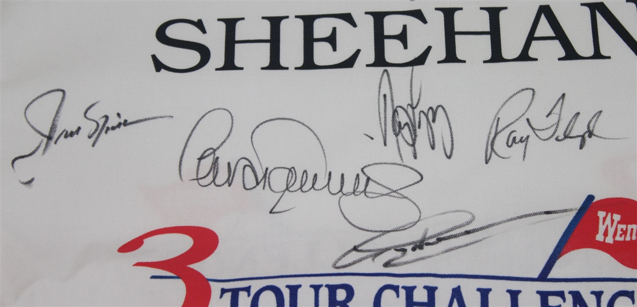 1996 Three Tour Challenge Caddy Bib LPGA HOF Patty Sheehan Signed by 10 W/Jack Nicklaus JSA ALOA