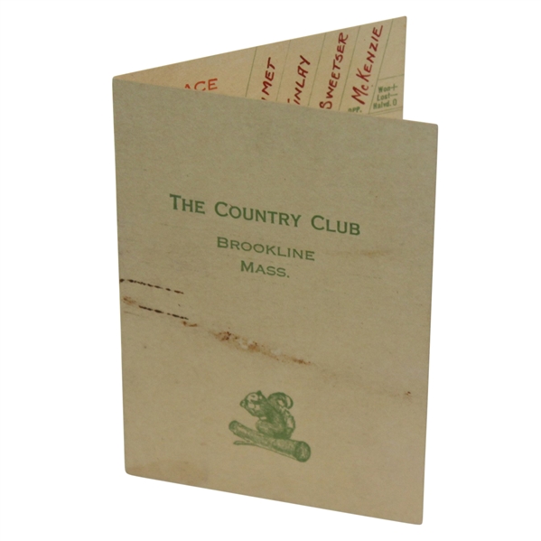 The Country Club Brookline May 12, 1928 Ouimet, Finaly, Sweetser, & MacKenzie Display Scorecard