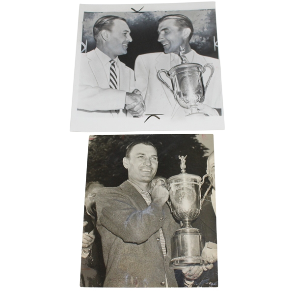 Ben Hogan & Ed Furgol Original Wire Photos - US Open Trophy