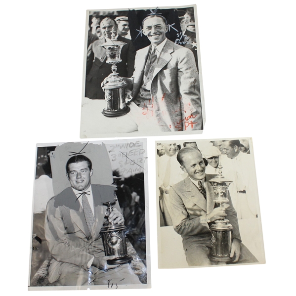 Francis Ouimet, George Dunlap, & Lawson Little Original US Amateur Trophy Press Photos