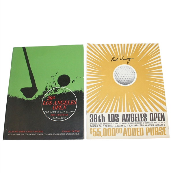 1964 & 1965 Los Angeles Open Programs - 1964 Signed by Winner Paul Harney JSA ALOA