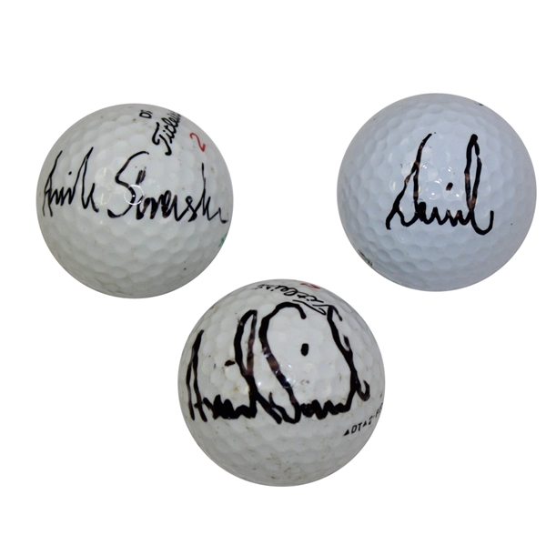 Lot of 3 Annika Sorenstam Signed Logo Golf Balls JSA ALOA