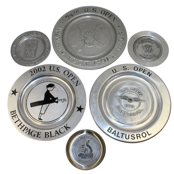 1971, 1973, 1975, 1974, 1993, & 2002 US Open Commemorative Pewter Plates