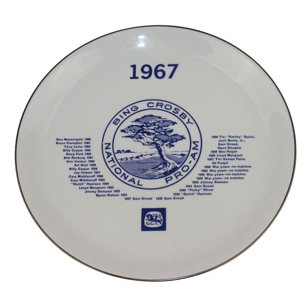 1967 Bing Crosby National Pro-Am Plate with Past Champs Listed