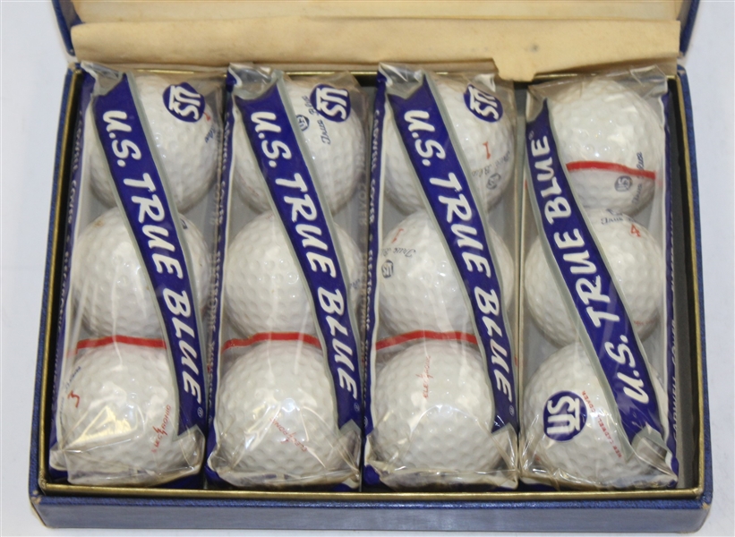 Classic Dozen US Rubber 'U.S. True Blue' Golf Balls in Original Blue Box