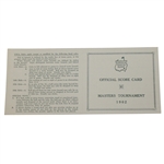 1962 Masters Tournament Official Scorecard - Palmers 3rd Masters Victory