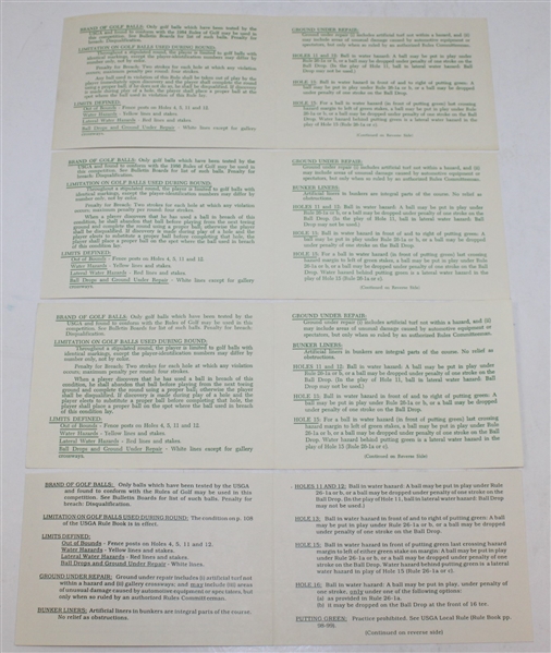1984, 1986, 1988, & 1992 Masters Tournament Official Local Rules Cards
