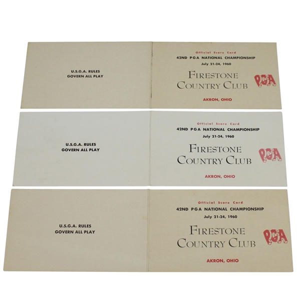 Three 1960 PGA Championship at Firestone CC Official Tournament Scorecards