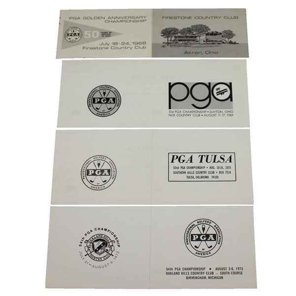 1966, 1969, 1970, & 1972 PGA Championship Official Tournament Scorecards
