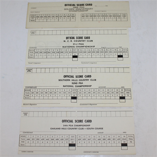 1966, 1969, 1970, & 1972 PGA Championship Official Tournament Scorecards