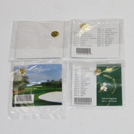 Tiger Woods Winning Years Masters Commemorative Pins- 1997, 2001, 02, & 05 Original Wrapper