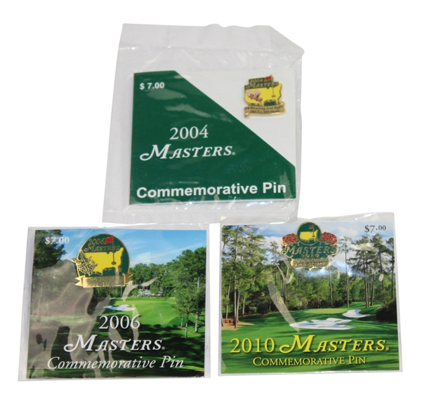 Phil Mickelson Winning Years Masters Commemorative Pins - 2004, 06, & 10- Original Wrapper
