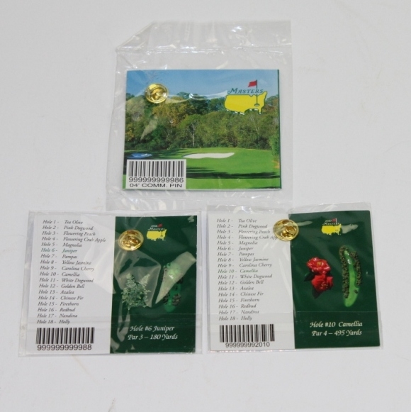 Phil Mickelson Winning Years Masters Commemorative Pins - 2004, 06, & 10- Original Wrapper