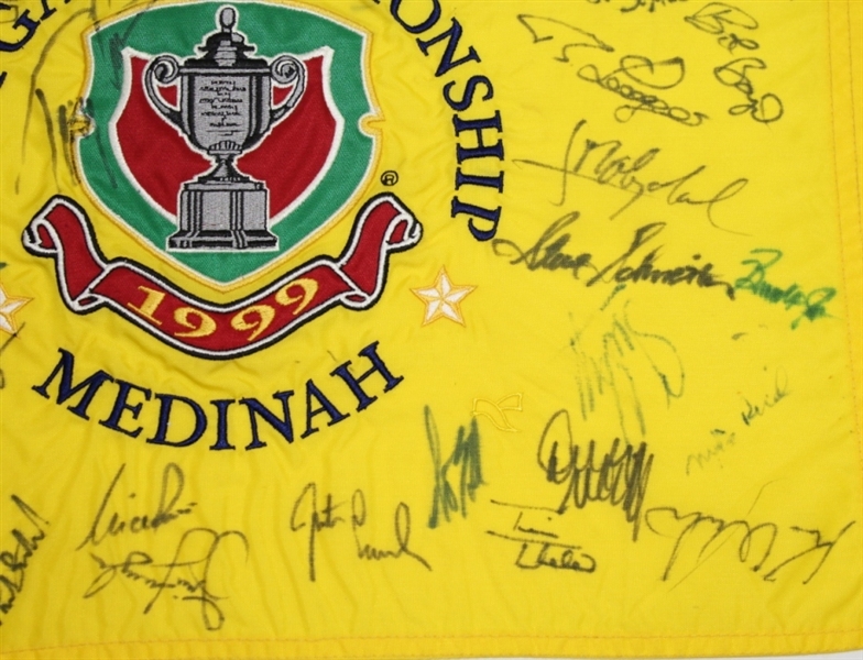 Multi-Signed 1999 PGA Championship at Medinah Embroidered Flag - Signed by Payne Stewart JSA ALOA