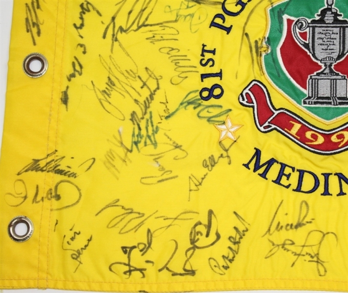 Multi-Signed 1999 PGA Championship at Medinah Embroidered Flag - Signed by Payne Stewart JSA ALOA