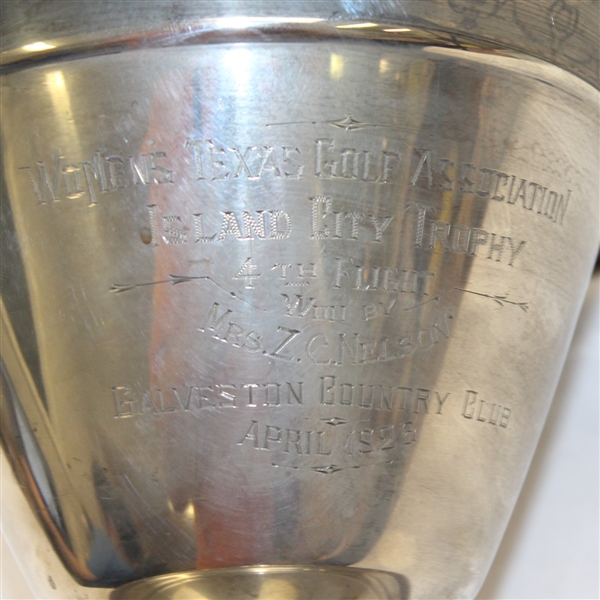 1926 Women's Texas Golf Association Island City Sterling 4th Flight Trophy Won by Mrs. Z.C. Nelson