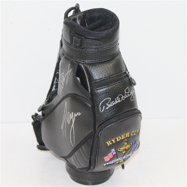 35th Ryder Cup Ltd Edition Mini Golf Bag Signed by 5 European Team Members JSA ALOA