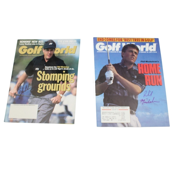 Lot of Two Phil Mickelson Signed Magazine Covers JSA ALOA