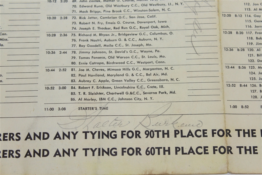 1964 PGA Pairing Sheet Signed by Palmer, Nicklaus, Hogan, Player, and others JSA ALOA