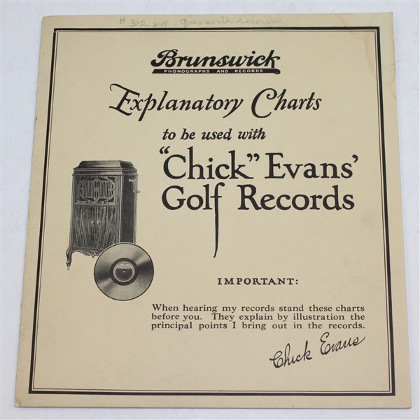 Chick Evans' Golf Secrets - Brunswick Golf Records in Binder with Instruction Booklet
