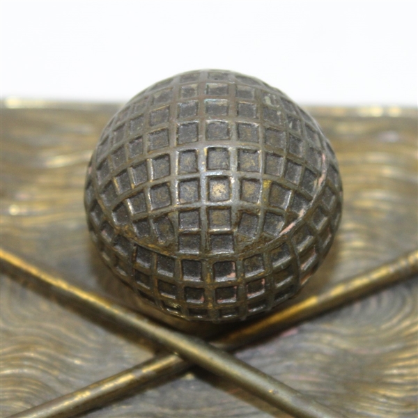 1920 Golf Desk Box with Crossed Clubs & Mesh Pattern Golf Ball - Seldom Seen Liner