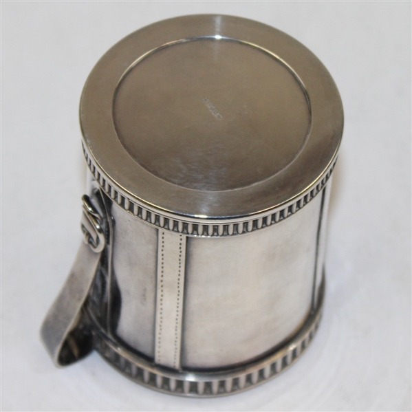 Circular Sterling Golf Themed Match Holder with Mesh Pattern Golf Ball on Lid