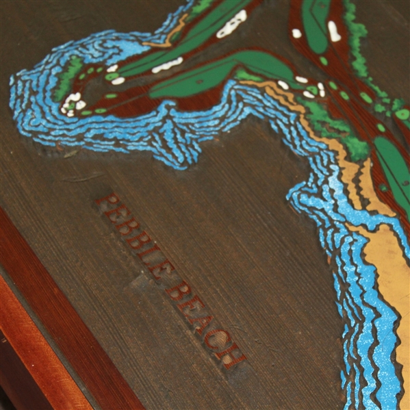 Pebble Beach Coffee Table with Detailed Routing of Course - Unique