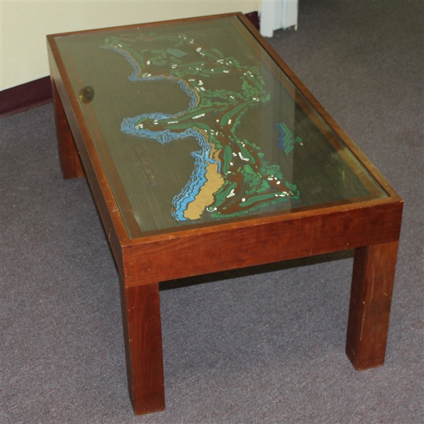 Pebble Beach Coffee Table with Detailed Routing of Course - Unique