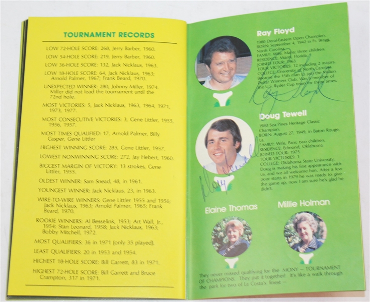 1980 Mony Tournament of Champs Program Signed by 27 with Seve, Floyd, etc JSA ALOA