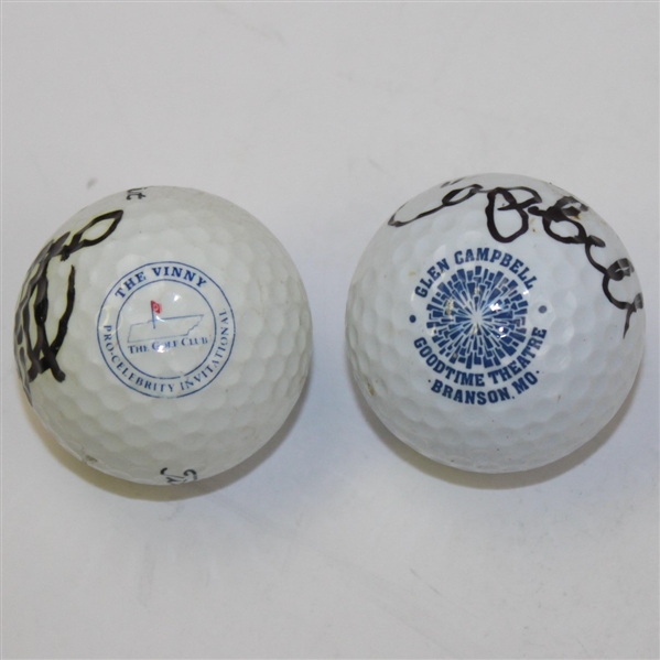 Glen Campbell & Vince Gill Signed Logo Golf Balls - Golfing Musicians JSA ALOA
