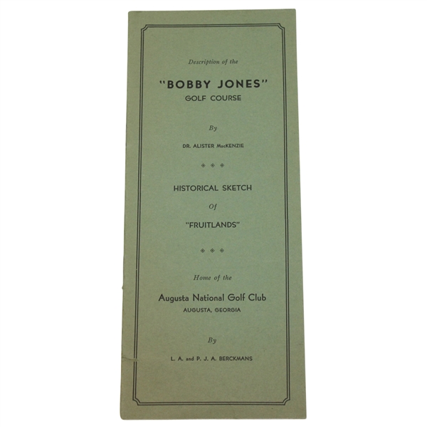 1934 Augusta National 'Bobby Jones' Golf Course Description by Dr. Alister MacKenzie Pamphlet-