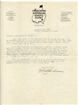 Jan. 13, 1933 Augusta National Opening Day- Letter on Earliest Known ANGC Paper-Significant Content!