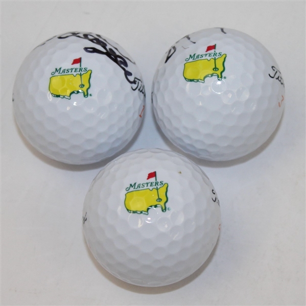 Bubba Watson, Trevor Immelman, & Bernhard Langer Signed Masters Logo Golf Balls JSA ALOA