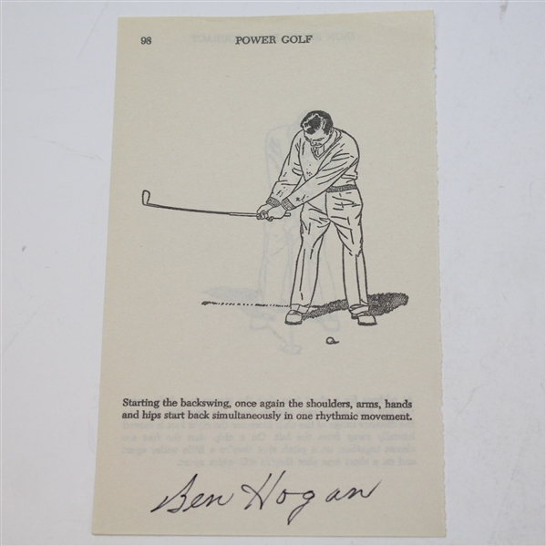 Ben Hogan Signed 'Power Golf' Page with Ben Hogan Medal JSA ALOA