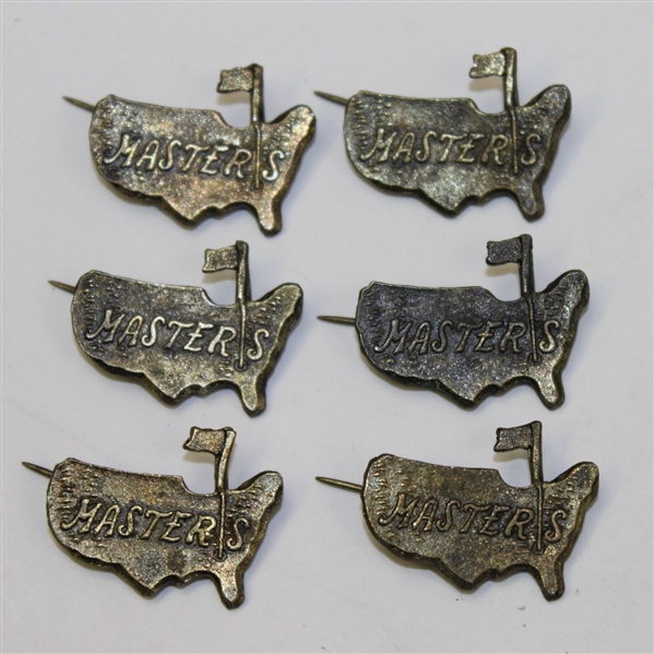 Six Masters Prototype Undated Lapel Pins - Discarded by Augusta National!
