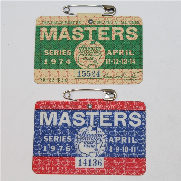 1974 & 1976 Masters Tournament Badges