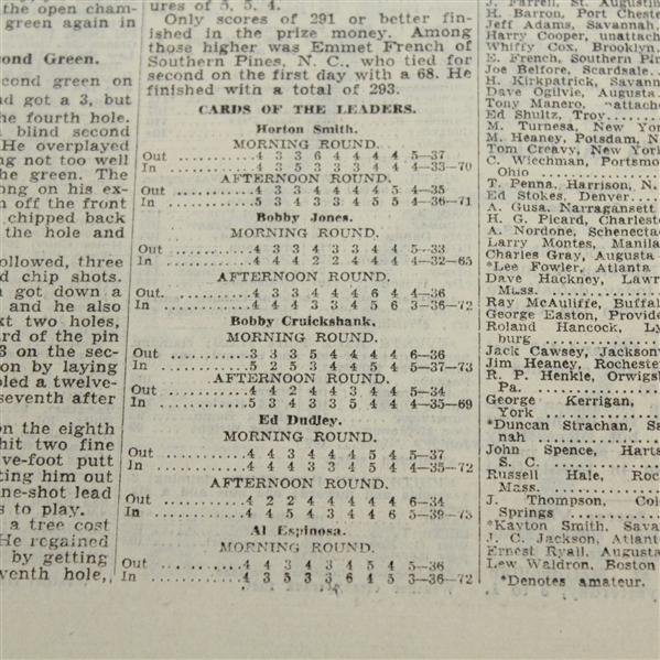 1930 NY Times Sports Section - Horton Smith Defeats Bobby Jones - Grand Slam Year!