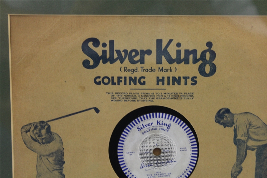 Vintage Silver King 'Golfing Hints' Record by The Silvertown Co. - Framed