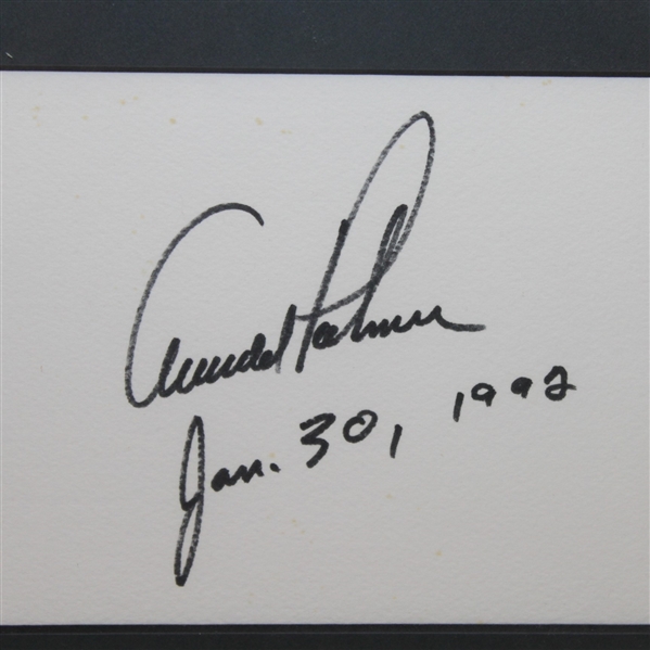 Arnold Palmer Signed Cut with Photo and Accomplishments Display - Framed JSA ALOA