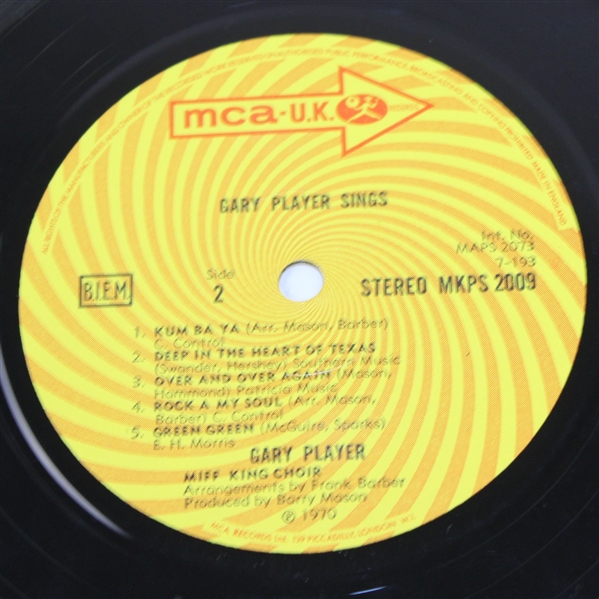 1970 Gary Player Record: 'Gary Player Sings' - Unique